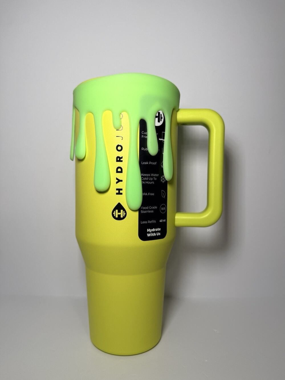 Hydrojug X Ghost VOLT CHECKER NEON YELLOW 40oz Traveler Tumbler NWT NIB HTF